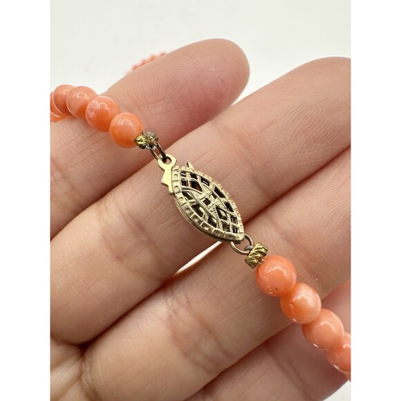 Vintage 12k Gold Filled Natural Salmon Coral Bead Necklace 16.75” - Picture 6 of 8